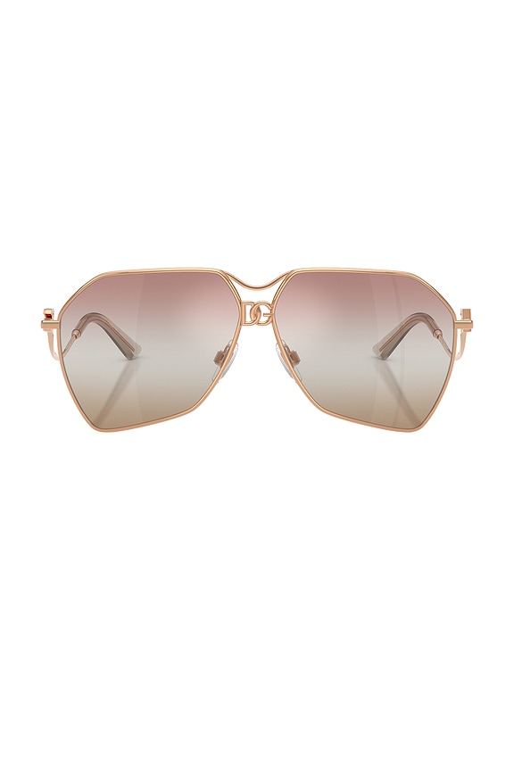 view 1 of 3 Geometric Sunglasses in Rose Gold & Gradient Pink