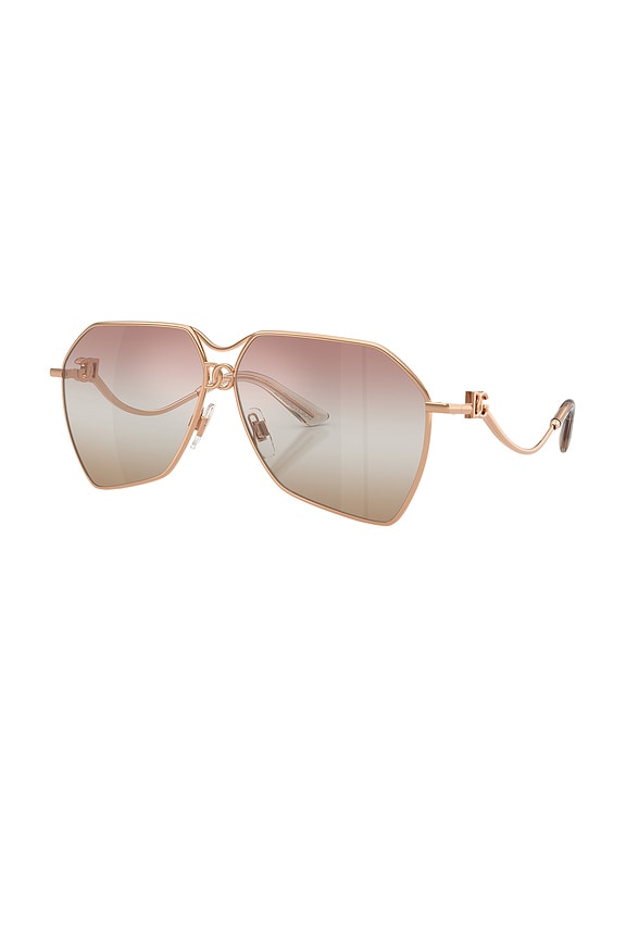 view 2 of 3 Geometric Sunglasses in Rose Gold & Gradient Pink