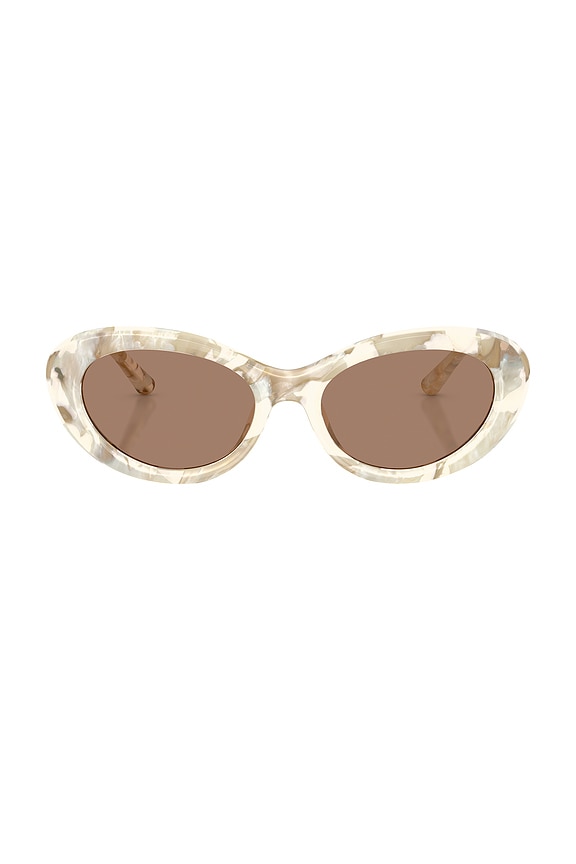 view 1 of 3 Oval Sunglasses in White & Brown