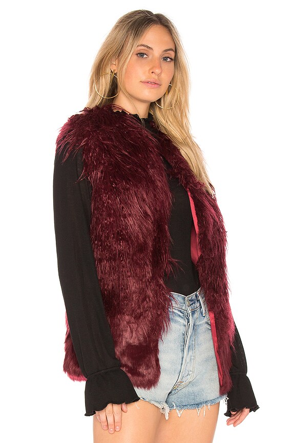 view 2 of 4 Faux Fur Vest in Wine