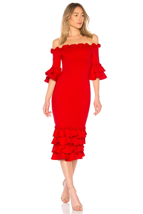 view 1 of 3 ROBE MI-LONGUE PISHI in Red
