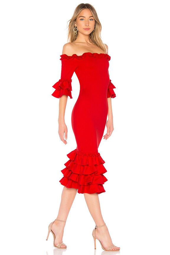 view 2 of 3 ROBE MI-LONGUE PISHI in Red