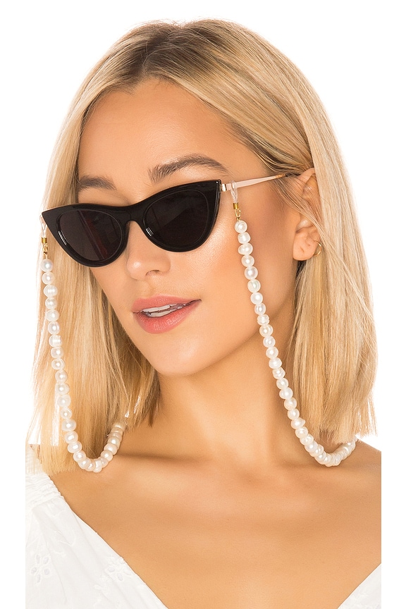 view 1 of 4 Pearl Sunglass Chain in White Pearl