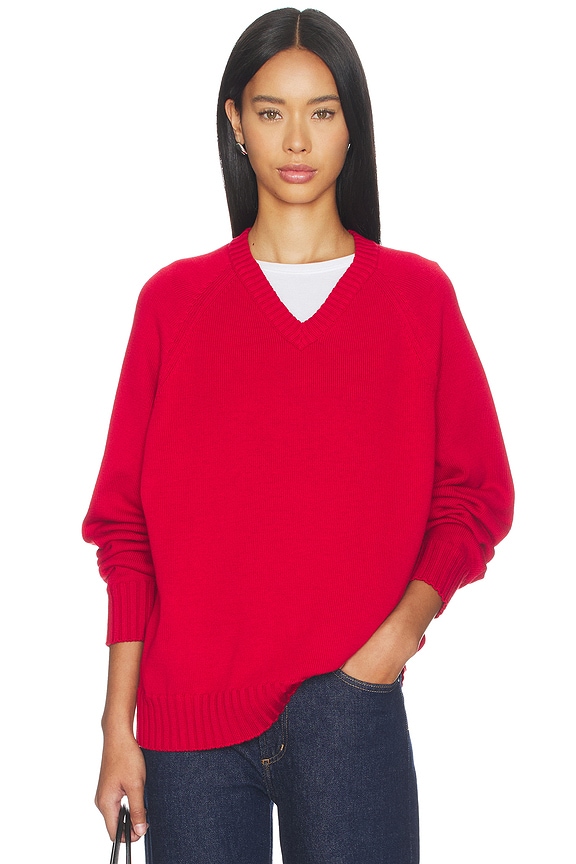 view 1 of 5 The Cotton Knit V-neck Sweater in Bell Pepper