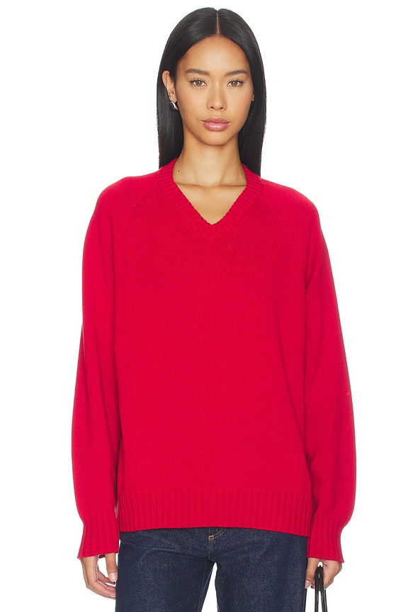 view 2 of 5 The Cotton Knit V-neck Sweater in Bell Pepper