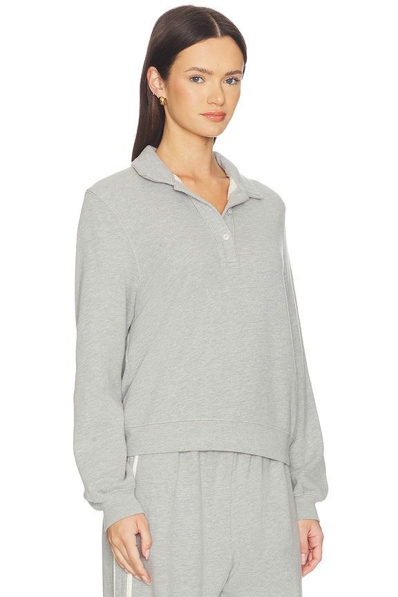 view 2 of 4 The Eco-terry Polo Sweatshirt in Heather Grey