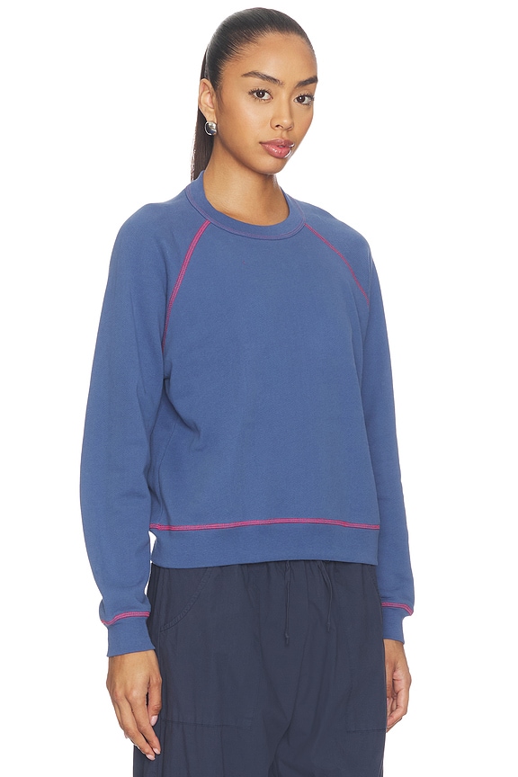view 2 of 4 The Eco-terry Contrast Stitch Sweatshirt in Lapis & Raspberry Stitching