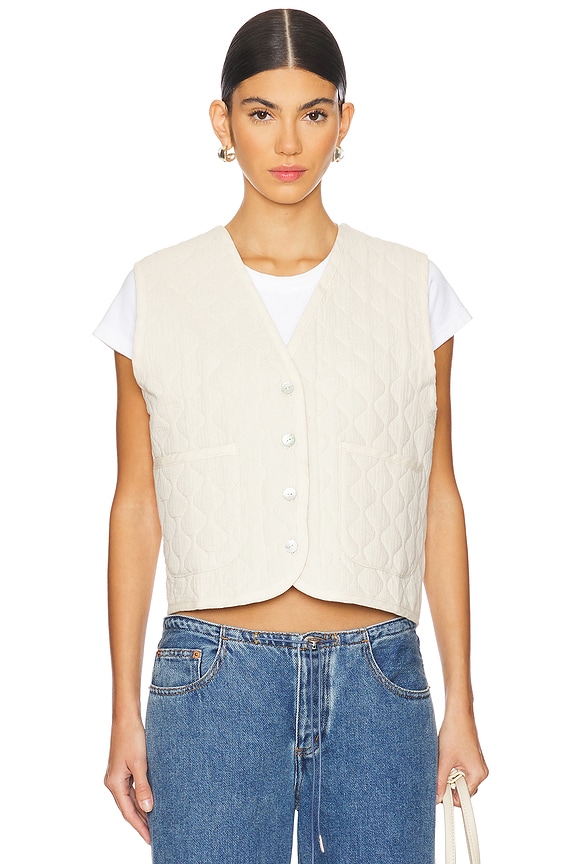 view 2 of 5 The Quilted Vest in Cream