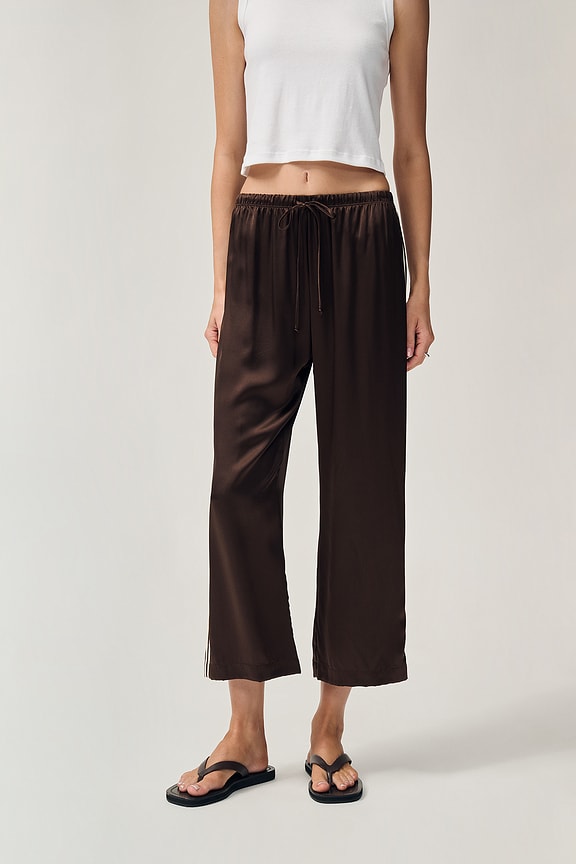 view 2 of 9 The Silk Stripe Crop Pant in Espresso