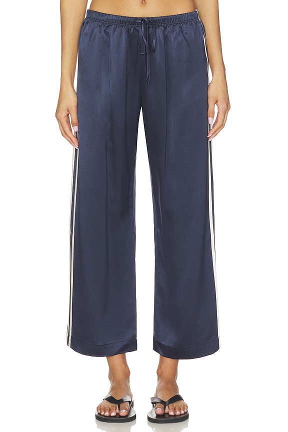 view 2 of 6 The Silk Stripe Crop Pant in Navy