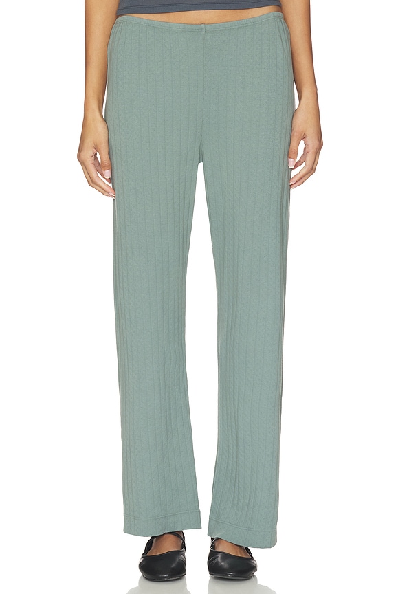 view 1 of 6 The Pointelle Simple Crop Pant in Sage