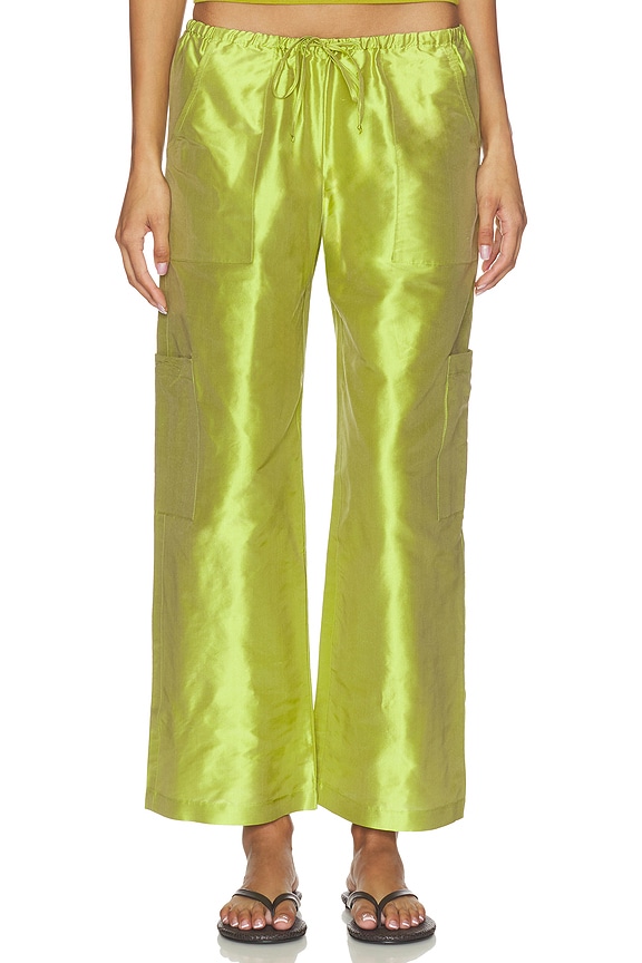 view 1 of 6 The Taffeta Drawstring Cargo Pant in Pistachio