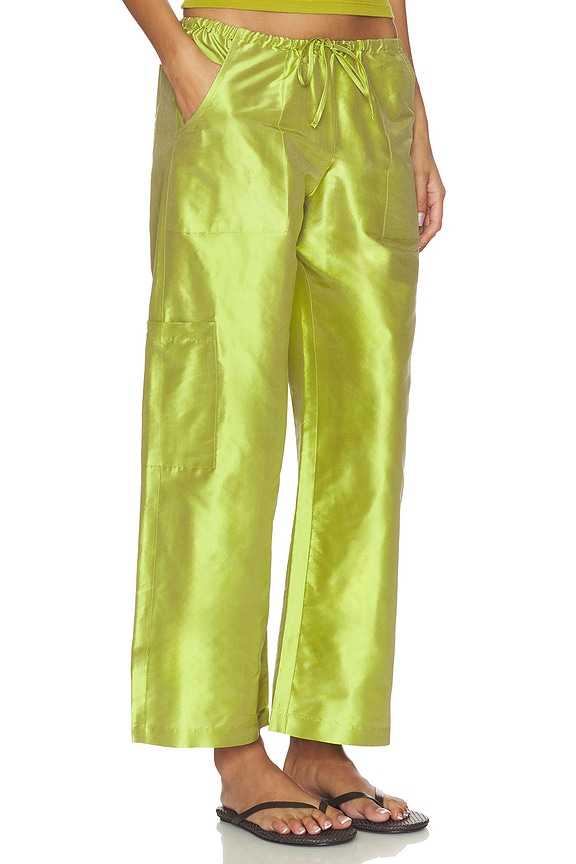 view 2 of 6 The Taffeta Drawstring Cargo Pant in Pistachio