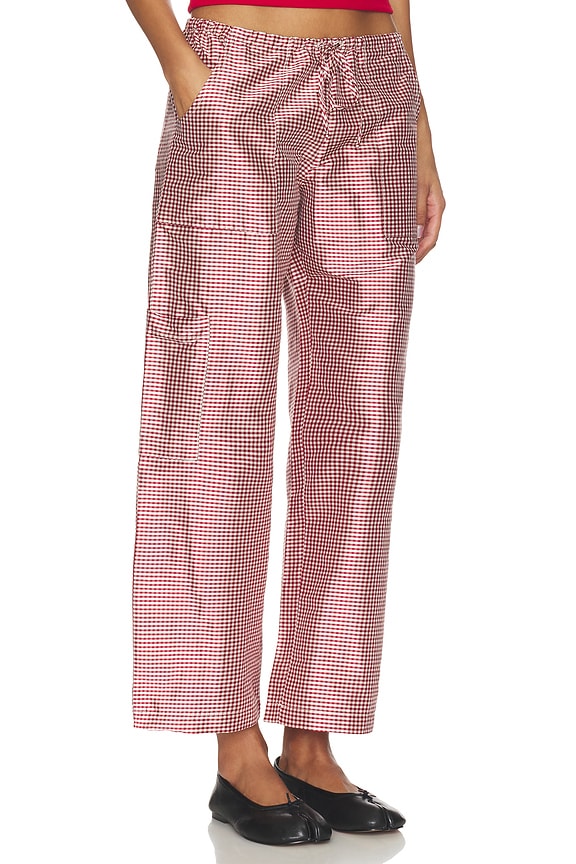 view 2 of 6 The Taffeta Gingham Drawstring Cargo Pant in Bell Pepper
