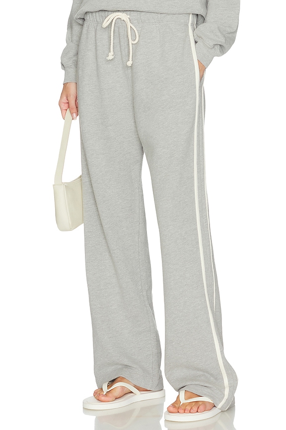 view 1 of 6 The Eco-Terry Stripe Crop Pant in Heather Grey
