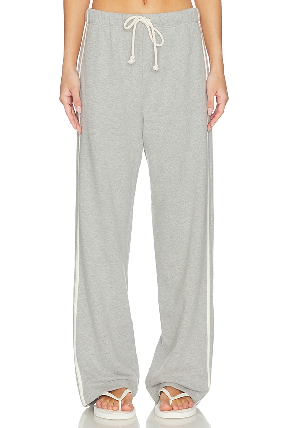 view 2 of 6 The Eco-Terry Stripe Crop Pant in Heather Grey