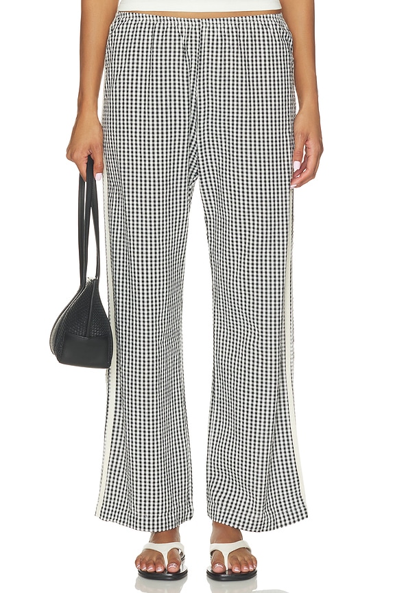 view 2 of 6 The Cotton Gingham Stripe Crop Pant in Jet