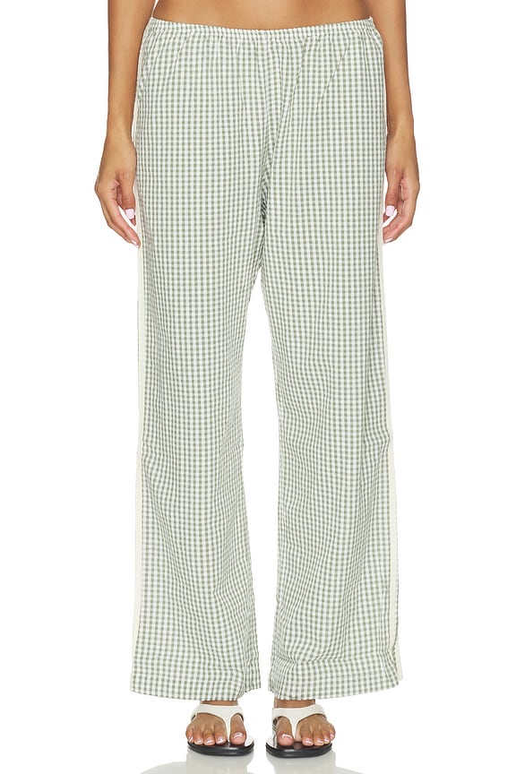 view 2 of 6 PANTALÓN RECORTADO THE COTTON GINGHAM STRIPE CROP PANT in Dill