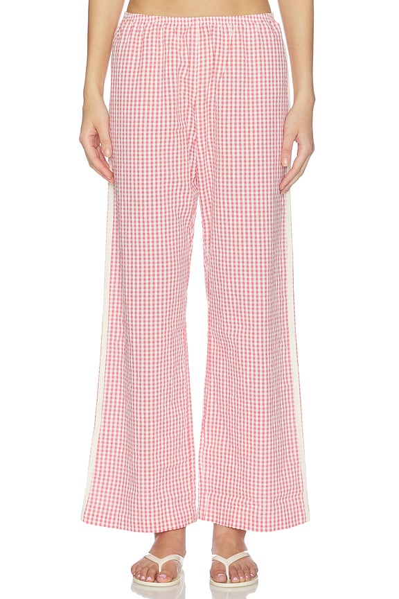 view 2 of 6 PANTALON CROPPED THE COTTON GINGHAM STRIPE CROP PANT in Rhubarb