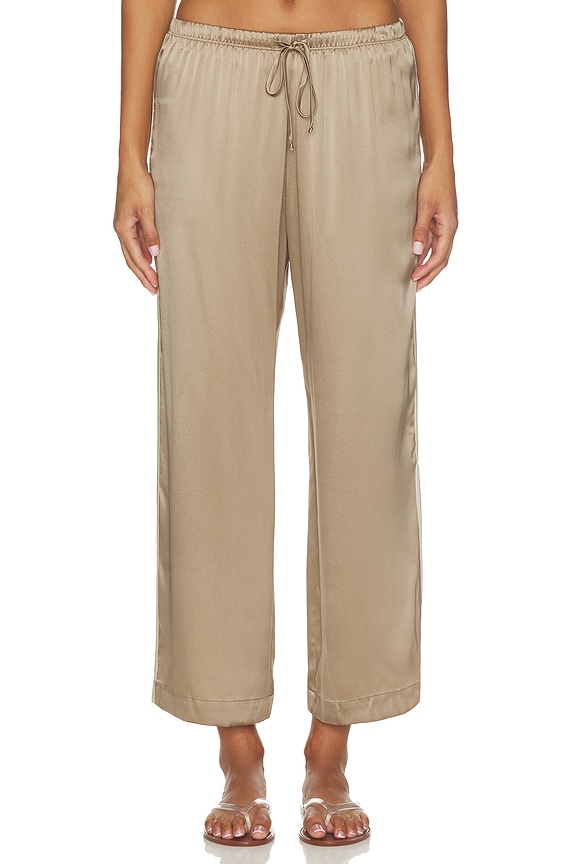 view 2 of 6 PANTALON CROPPED THE SILK STRIPE CROP PANT in Shitake & Creme