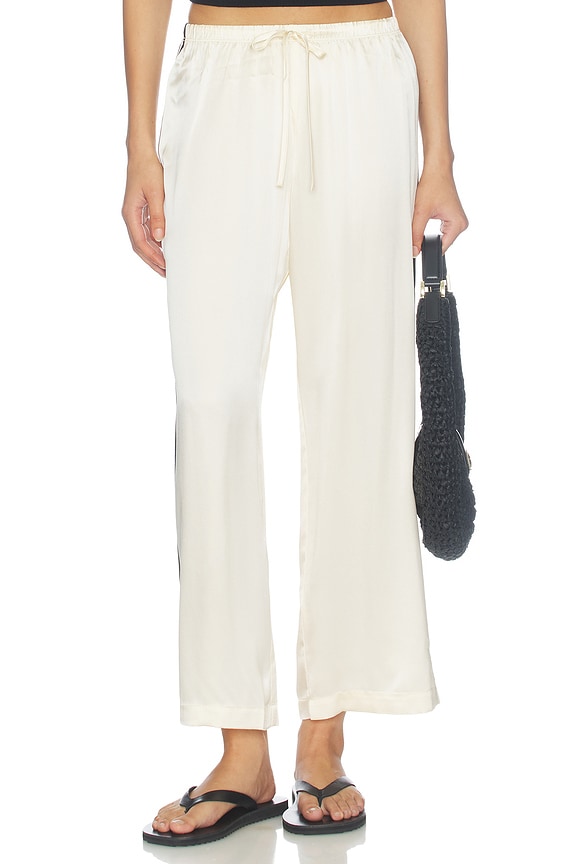 view 2 of 7 PANTALON CROPPED THE SILK STRIPE CROP PANT in Creme & Jet