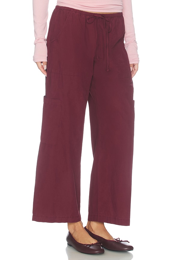 view 2 of 6 The Pop Drawstring Cargo Pant in Oxblood