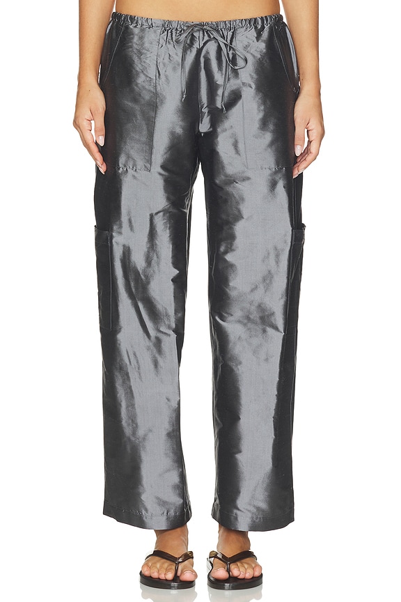 view 2 of 7 The Taffeta Drawstring Cargo Pant in Pewter
