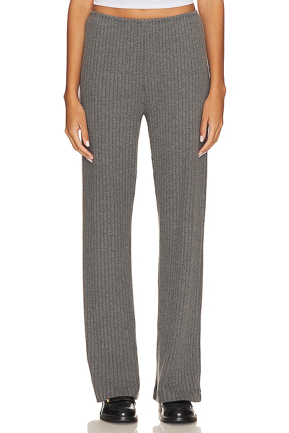 DONNI. Sweater Rib Simple Pant in Charcoal Grey | REVOLVE