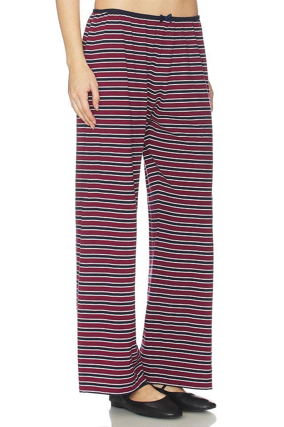 view 2 of 6 The Stripe Jersey Bow Simple Pant in Oxblood
