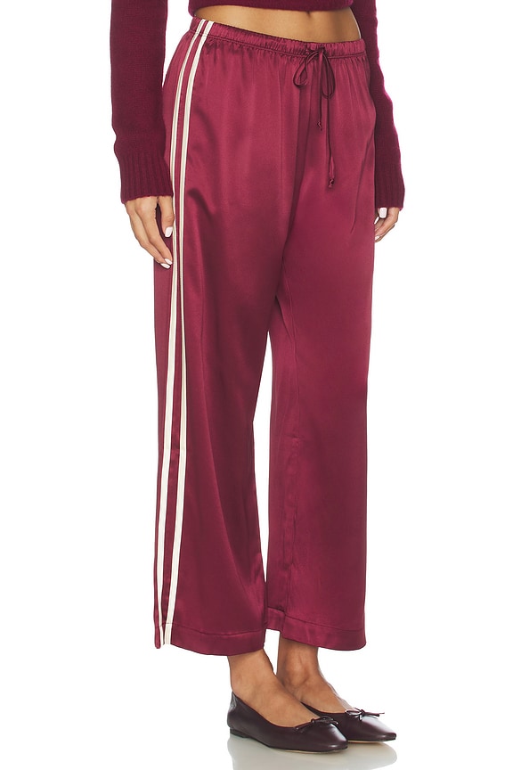 view 2 of 7 The Silk Stripe Crop Pant in Oxblood