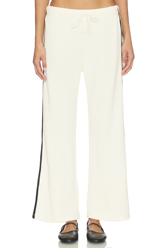 view 2 of 6 The Thermal Stripe Crop Pant in Creme & Jet Stripe