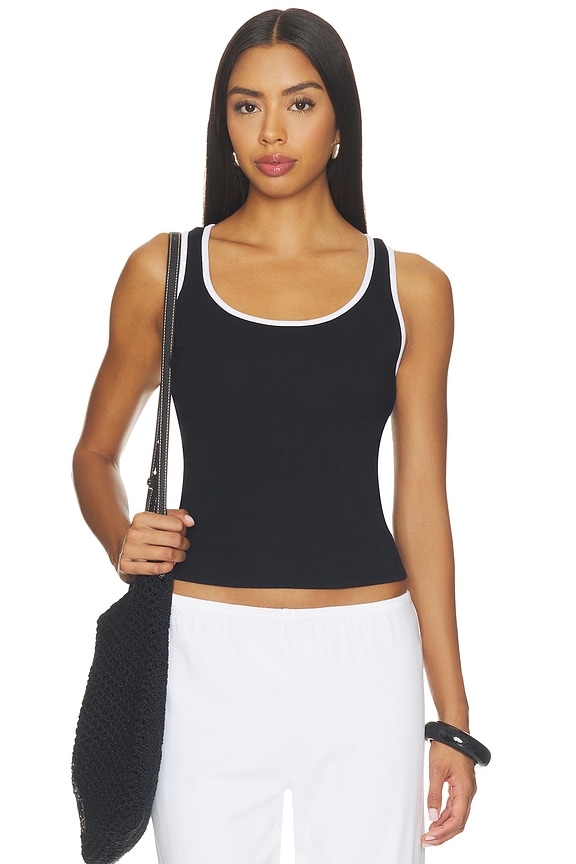 view 2 of 4 DÉBARDEUR THE BABY RIB RACERBACK TANK in Jet & Powder