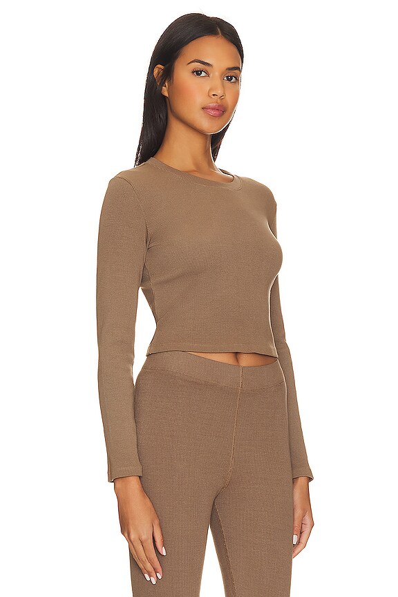 view 2 of 4 T-SHIRT RIB CROP in Mushroom