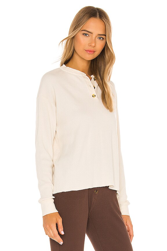 view 2 of 5 Thermal Henley Top in Creme