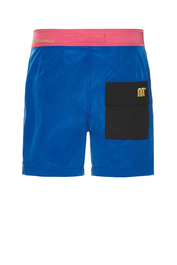 view 2 of 4 Side Pocket Surf School Short in Black, Red, & Blue Multi Panel