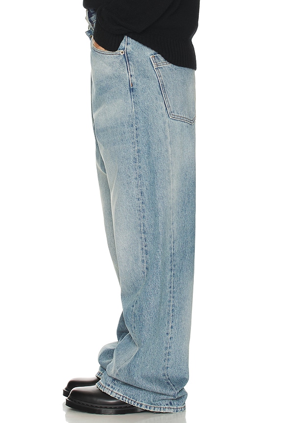 view 2 of 5 Ined Fold Over Denim Pants in Light Wash
