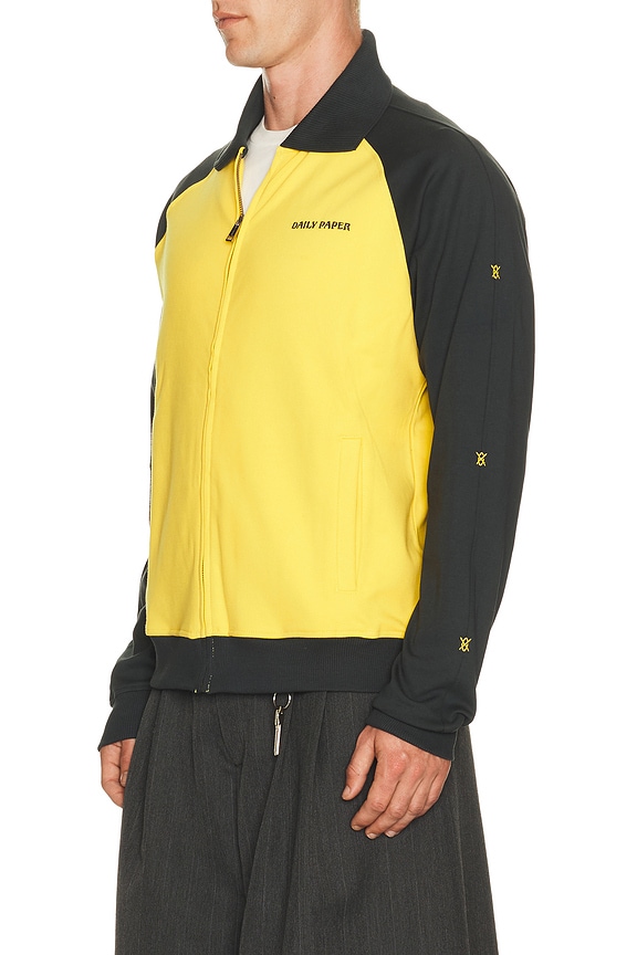 view 2 of 6 Dias Stacked Colour Blocking Track Jacket in Yellow & Navy