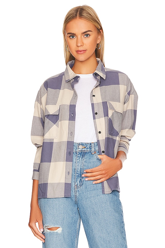 view 1 of 4 Nathalie Top in Slate Blue Check