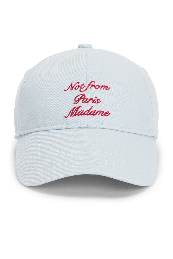 view 1 of 2 Casquette Slogan Calligraphy in Light Blue