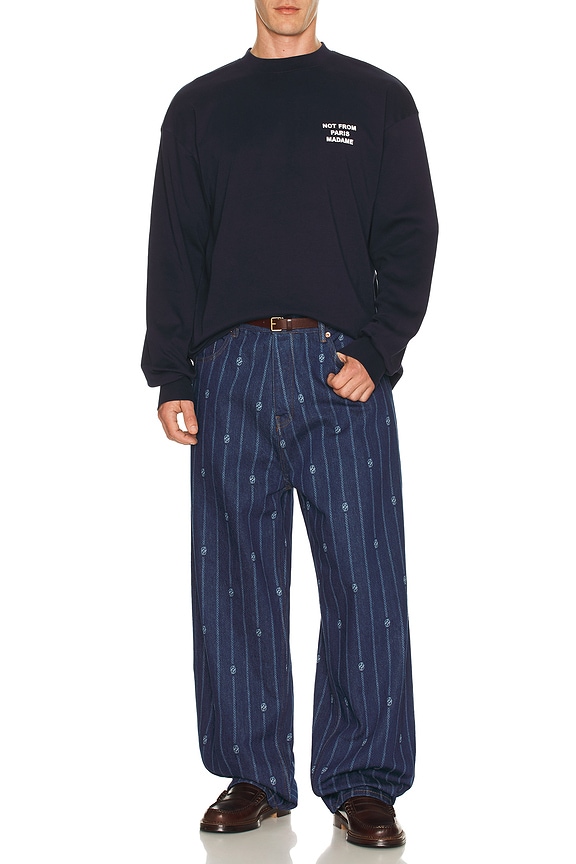 view 2 of 4 Le T-Shirt Slogan ML in Navy