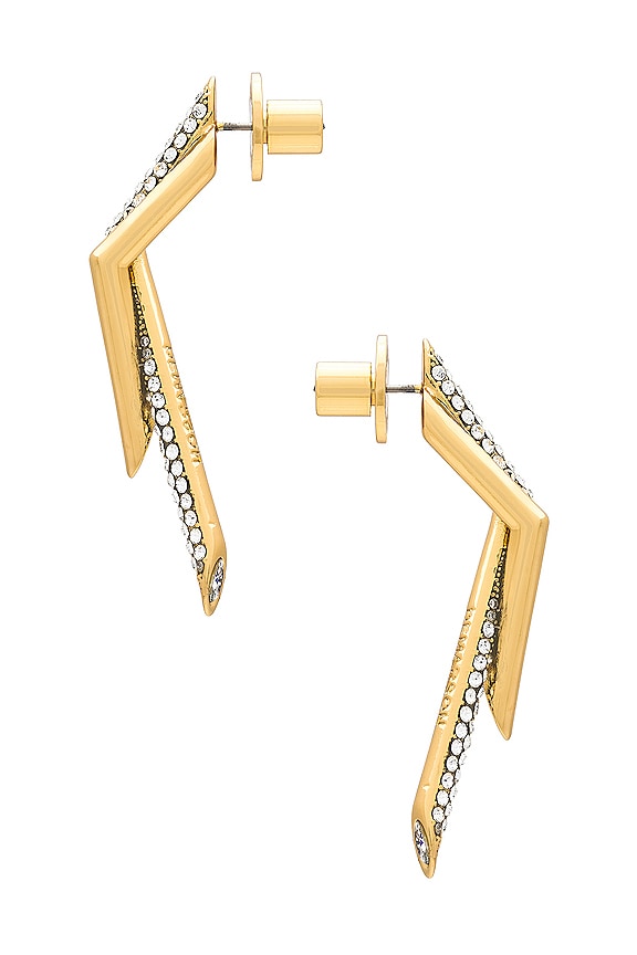 view 2 of 2 PENDIENTES NEPTUNE in 12k Shiny Gold & Pave