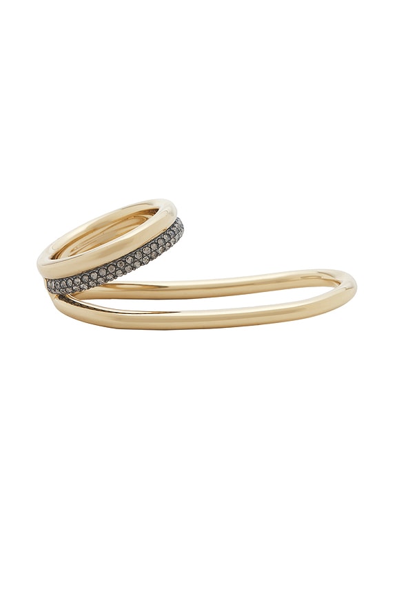 view 1 of 3 Farah Hand Ring in Gold, Gunmetal, & Crystal