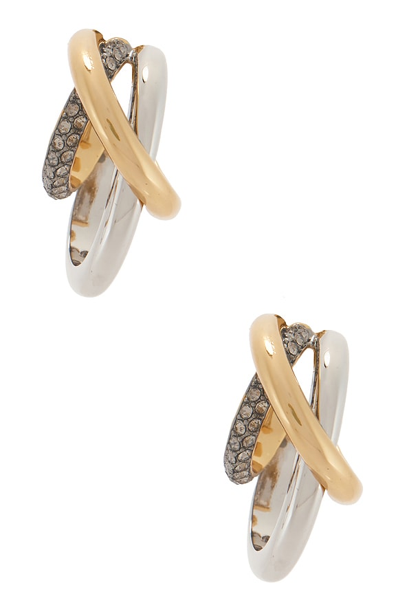 view 2 of 3 Aya Hoops in Gold & Pave