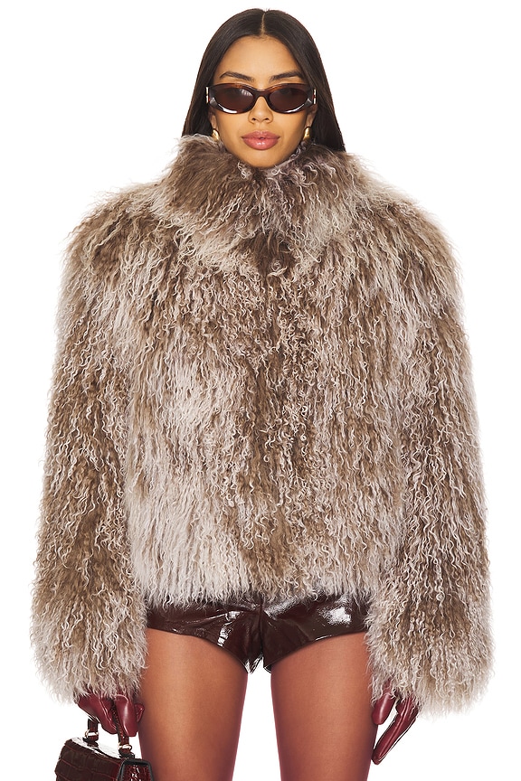 view 2 of 5 Rochelle Fur Jacket in Taupe Melange