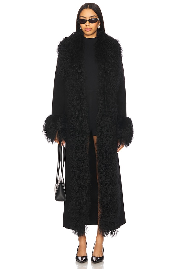 view 1 of 4 Lola Fur Trim Coat in Black