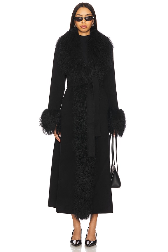 view 2 of 4 Lola Fur Trim Coat in Black