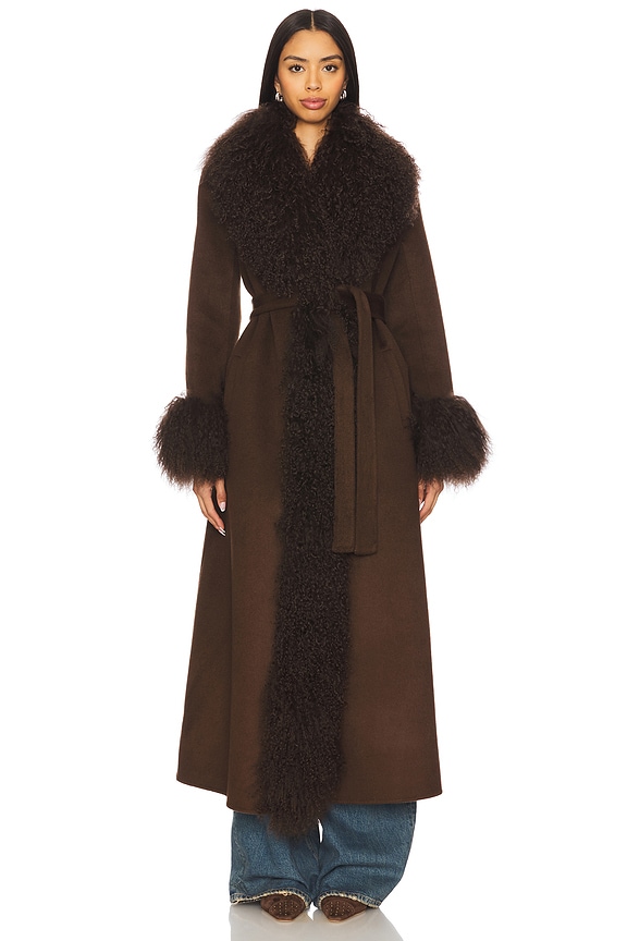 view 2 of 4 LOLA ファートリムコート in Choclolate