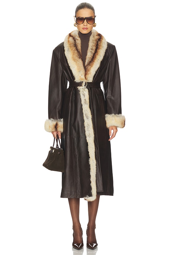 view 2 of 4 Freya Coat in Brown & Cream