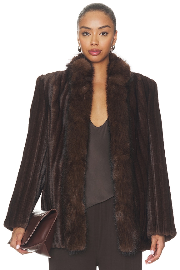 view 2 of 5 Sienna Fur Jacket in Coffee Bean