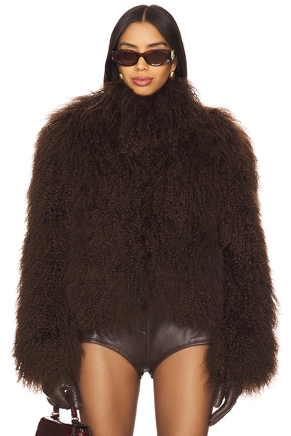 view 2 of 5 Rochelle Fur Jacket in Chocolate
